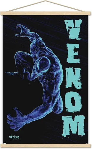 Vista 15 de Trends International Marvel Venom: Let There be Carnage - Póster de pared negro y azul, 22.4 pulgadas de largo x 14.7 W, versión enmarcada de madera