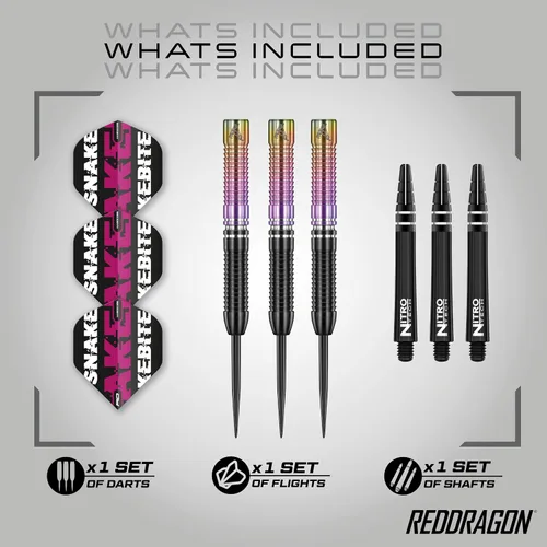 Vista 2 de RED DRAGON Snakebite World Champion 2020 Edition - Dardos de tungsteno con vuelos y ejes