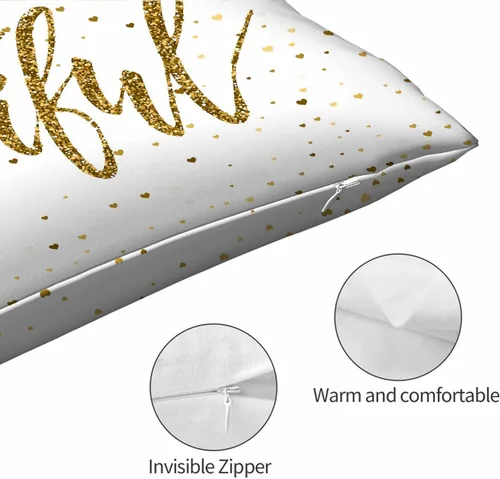 Vista 5 de Mugod Funda de almohada rectangular con purpurina dorada, cita motivacional, Hello Beautiful, funda de cojín decorativa para sofá de 20 x 30 pulgadas