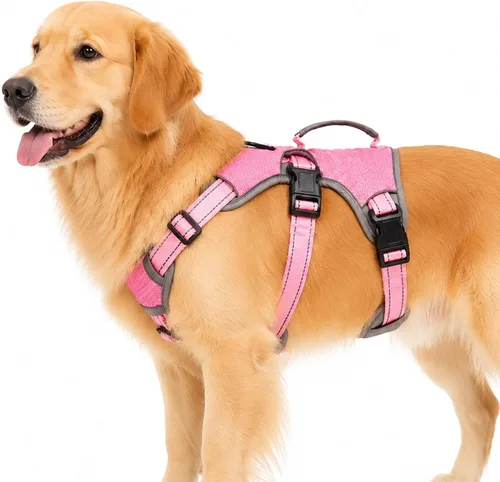 Vista 15 de Arnés de perro multiusos con soporte, arnés reflectante a prueba de escapes sin tirones ajustable con asa duradera, arnés para caminar para perros