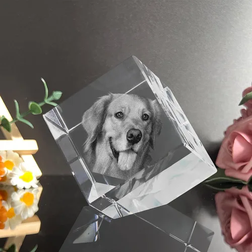Vista 3 de Foto de cristal 3D, marco de fotos de cristal personalizado, grabado personalizado con tu propia foto, regalo personalizado de Navidad, papá