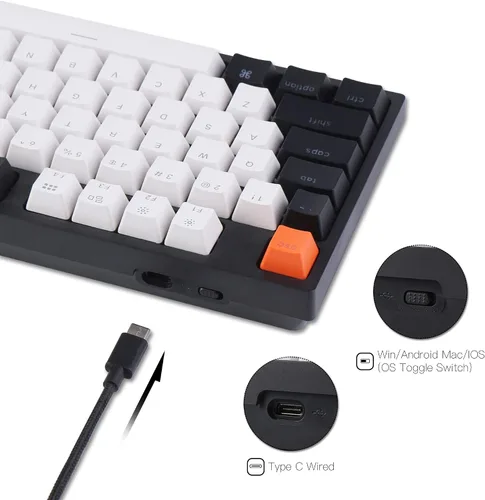 Vista 4 de Teclado Mecánico para Computadora Keychron C1 Intercambiable en Caliente con Cable con Interruptor Gateron G Pro MarrónTeclas ABS de Doble
