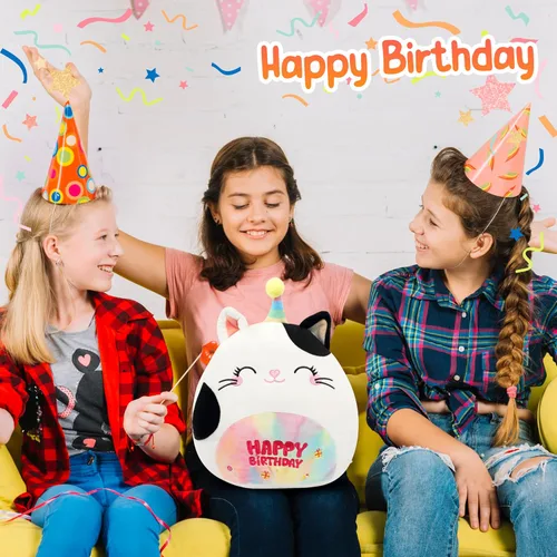 Vista 3 de Almohada suave de peluche de gato de 12 pies, regalo de feliz cumpleaños para niños Soft Stuffed Animal Pillow for Playtime Bedtime Happy Birthday