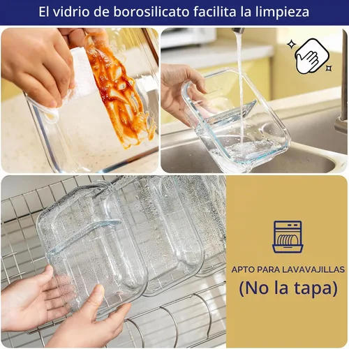 Vista 5 de MFY Paquete de 5 recipientes de almacenamiento de vidrio de 36 onzas con tapas, juego de 2 compartimentos para preparación de comidas, recipientes