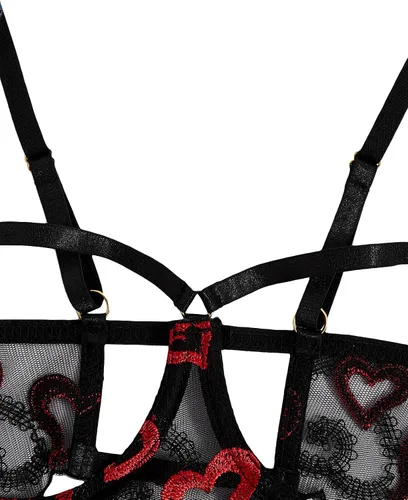 Vista 3 de SweatyRocks - Bralette de encaje transparente para mujer de 2 piezas, sostén y panty