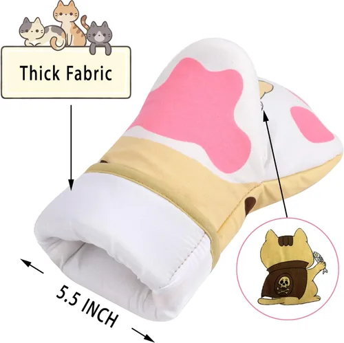 Vista 3 de Divertidos guantes de cocina para horno, accesorios de cocina, resistentes al calor, guantes kawaii para gatos, regalos para amantes de los gatos, 1