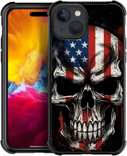 Vista 279 de Funda compatible con iPhone 8, a prueba de golpes, antiarañazos, bandera de ciervos de cola blanca de grano de madera estadounidense
