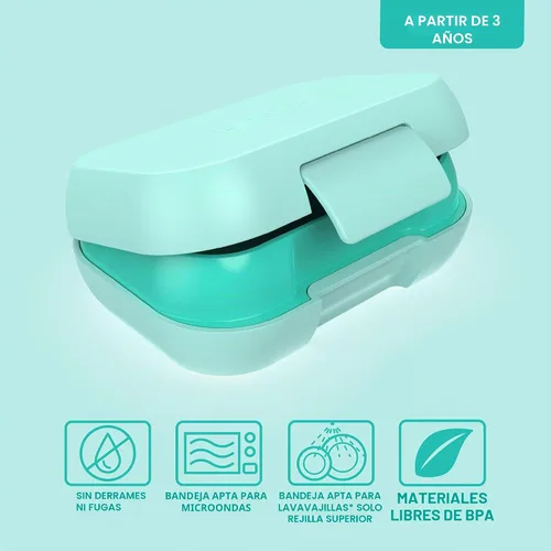 Vista 3 de Bentgo Snack para niños a prueba de fugas de 2 compartimentos estilo bento Aguamarina
