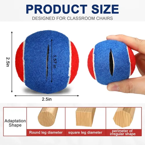 Vista 2 de Chunful 32 pelotas de tenis para patas de silla, protectores de piso, pelotas de tenis precortadas a granel para sillas de aula, escritorios