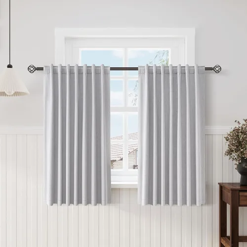 Vista 104 de Nanspring Cortinas de lino 100% opacas para dormitorio, 96 pulgadas de largo, con pestaña trasera, bolsillo para barra, aislamiento térmico, cortina
