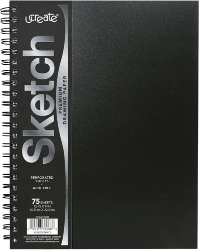 Vista 7 de UCreate Cuaderno de bocetos con cubierta de polietileno, peso pesado, 6 x 9 pulgadas, negro, 75 hojas