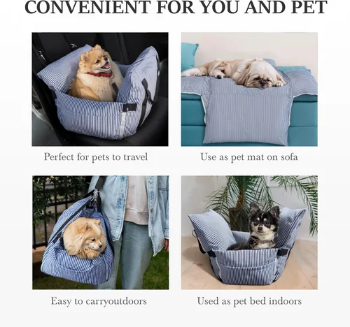 Vista 3 de Asiento de coche para perro, asiento de automóvil para perros pequeños, medianos y grandes, asiento elevador para perros seguros y cómodos, cama