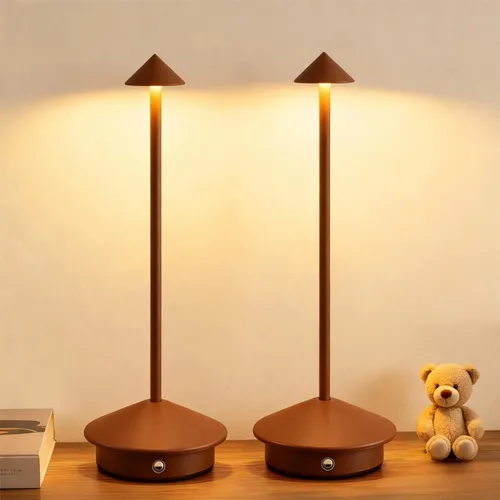 Vista 10 de Paquete de 2 lámparas de mesa inalámbricas de aluminio, lámparas de mesa recargables de 6000 mAh, lámpara LED táctil portátil, lámparas de mesa Negro