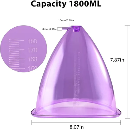 Vista 3 de Meifuly - Accesorios para máquina de ventosas al vacío, Meifuly Premium de 60.9 fl oz, extra grande, elevador de glúteos, ventosas, con manguera