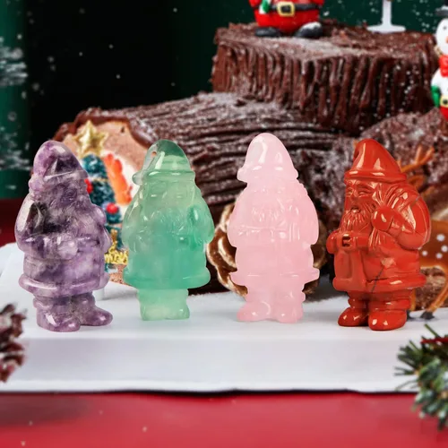 Vista 7 de Artistone Adorno de decoración navideña de Papá Noel de cristal de 2 pulgadas, tallado a mano, lindo regalo de Papá Noel, figura mexicana