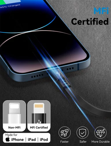 Vista 3 de Minlu Paquete de 2 cables USB tipo C a Lightning de 4 pies, cargador retráctil para iPhone de carga rápida para automóvil retráctil, cable USBC