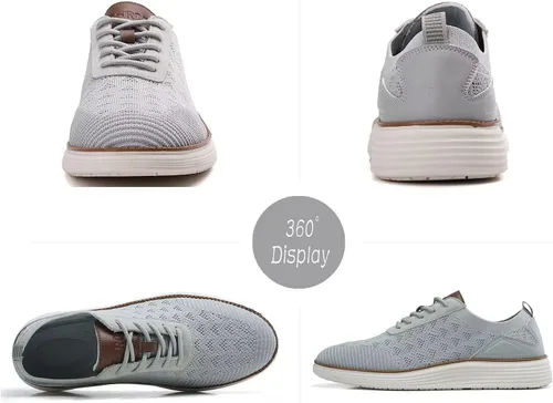 Vista 3 de Zapatos deportivos de vestir de moda para hombre, zapatos de malla Oxfords para caminar casuales de negocios, zapatos de tenis ligeros de punto