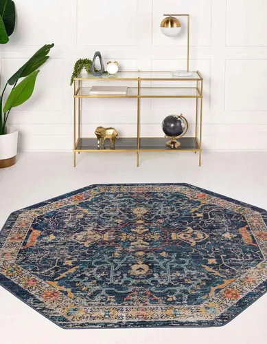 Vista 17 de Unique Loom Lola Collection - Alfombra de área Vivacious (2 pies 2 pulgadas x 3 pies 1 pulgada, rectangular, color rojo ladrillo/azul)