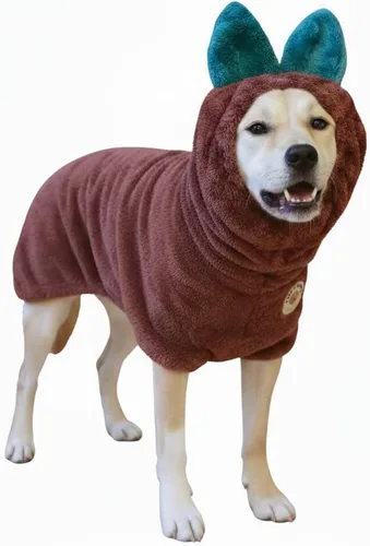 Vista 14 de DERPYCHAPPY Bata de Toalla Premium para Perros y Albornoz para Perros para Secar Perros Hecho en Corea Toalla de Baño de Microfibra Súper