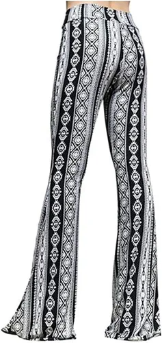 Vista 4 de DASAYO Pantalones acampanados bohemios para mujer, de cintura alta, casuales, acampanados, para yoga, pantalones de baile