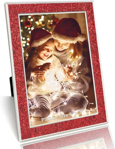 Vista 7 de HIKWADERY Portarretratos de 4 x 6 pulgadas con purpurina, marcos de fotos negros de 4 x 6 pulgadas con cristal real HD, para pared o mesa, regalo