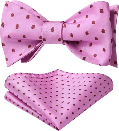 Vista 169 de HISDERN Pajaritas para hombre, diseño de lunares, corbatín y bolsillo cuadrado, clásico, esmoquin de negocios, boda, pajaritas, pañuelo