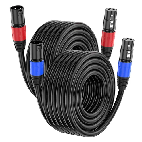 Vista 18 de Paquete de 2 cables XLR de 3.3 pies, cable de micrófono equilibrado de alta calidad con cable XLR de 3 pines macho a hembra, negro, cobre puro