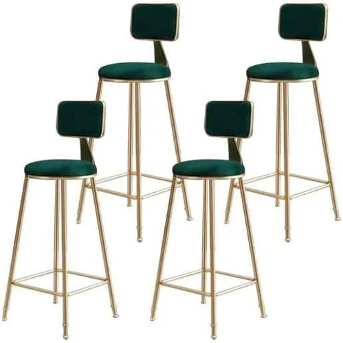 Vista 40 de Taburete moderno para mostrador, taburete sin brazos, taburete de hierro con cojín y pedal, 1 taburete corto (18 pulgadas de alto) azul