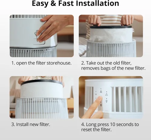 Vista 6 de WiseHEPA Filtro de repuesto de carbono compatible con purificador de aire WS360A, 9.33 pulgadas de largo x 9.33 pulgadas de ancho x 10.39 pulgadas