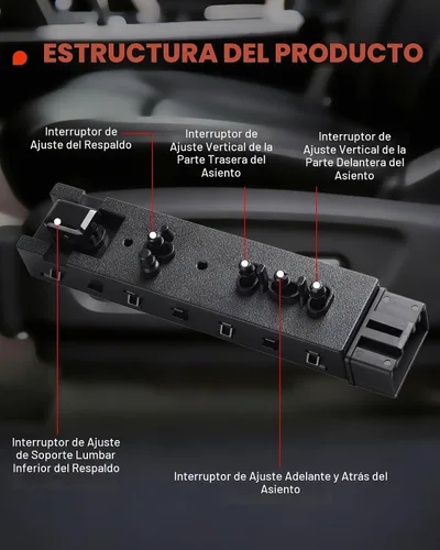 Vista 6 de Interruptor de ajuste del asiento del conductor de 10 vías para F150 F250 F350 2009-2014