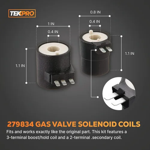 Vista 5 de Kit de reparación de secadora de gas con encendedor 279311, bobina de válvula 279834, sensor de llama 338906. Piezas de repuesto