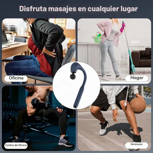 Vista 6 de Pistola de masaje de tejido profundo con mango extendido, revolucionario masajeador de espalda en forma de U, masajeador corporal para cuello