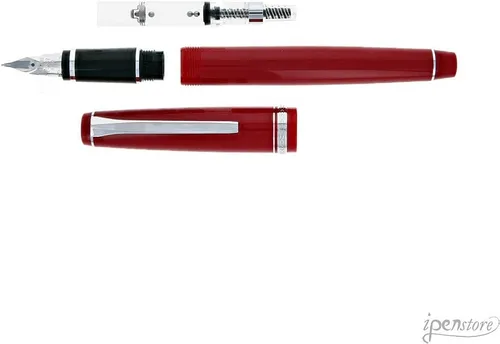 Vista 4 de PILOT Falcon Collection 71623 - Pluma estilográfica, barril rojo con detalles de rodio, punta ancha suave, tinta azul