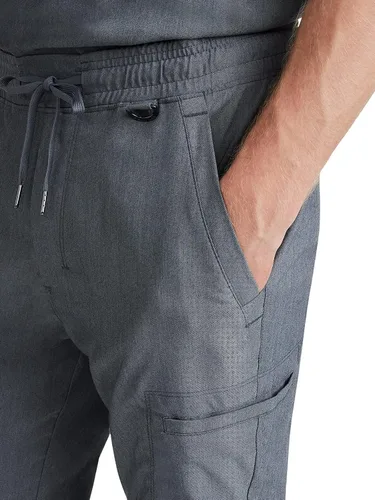 Vista 5 de Healing Hands Mens Scrub Pant 6 Pocket Purple Label 9300 Daniel Elastic Waist Drawstring Scrubs Pant