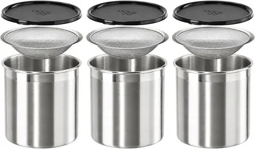 Vista 8 de Oggi 7324 Recipiente de acero inoxidable para aceite con filtro extraíble, 1 qt, Stainless