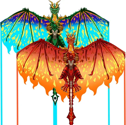Vista 11 de Mint's Colorful Life Dragon Kite for Kids & Adults, Easy to Fly Best Beach Kites for Beginners, 300ft Kite String Included Verde