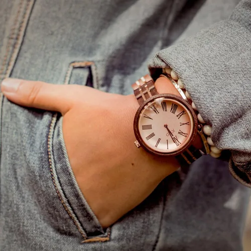 Vista 2 de Jord Wooden Wrist Watches for Women - Cassia SeriesWood and Metal Watch BandWood BezelAnalog Quartz Movement - Includes Watch Box