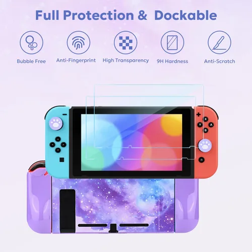 Vista 6 de innoAura Funda para interruptor NS, paquetes de accesorios de interruptor 14 en 1 con funda de transporte para interruptor, funda protectora