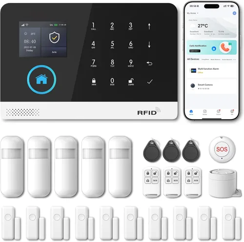 Vista 10 de Sistema de alarma PGST para seguridad del hogar, sistema de seguridad inteligente para el hogar, kit de 12 piezas