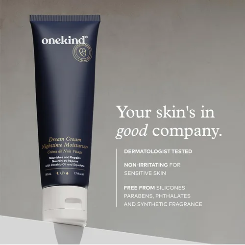Vista 8 de Onekind Hidratante de noche para rostro, crema hidratante de ensueño para arrugas, crema de noche para mujeres antienvejecimiento con escualano