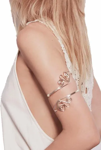 Vista 2 de moda flor filigrana de plata Curve oro Swirl brazo ajustable pulsera pulsera brazo superior Cuff Armlet