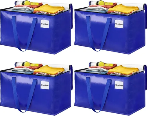 Vista 18 de Bolsas de mudanza extra grandes, bolsas de almacenamiento con asas de estudio y cremalleras resistentes, suministros de mudanza para mudanza