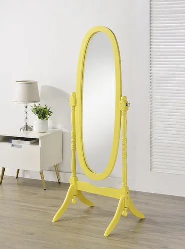 Vista 8 de Roundhill Furniture Espejo Cheval Tradicional Estilo Reina Ana de Madera para Piso, Negro