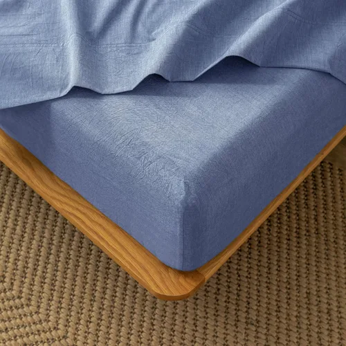 Vista 52 de MooMee Sábana bajera ajustable de solo 100% algodón lavado con textura parecida al lino, transpirable, duradera, suave, cómoda, bolsillo profundo