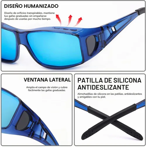 Vista 3 de IGnaef Fit Over Glasses Sunglasses for Men Women C01 Azul Azul Espejo