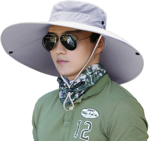 Vista 7 de HUAMULAN Sombreros de sol de ala súper ancha de 6 pulgadas, sombrero de pescador para hombres y mujeres, para pesca, senderismo, jardín, césped