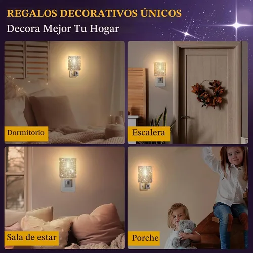Vista 6 de Luz nocturna LED de cristal con enchufe giratorio de 360° para un ambiente