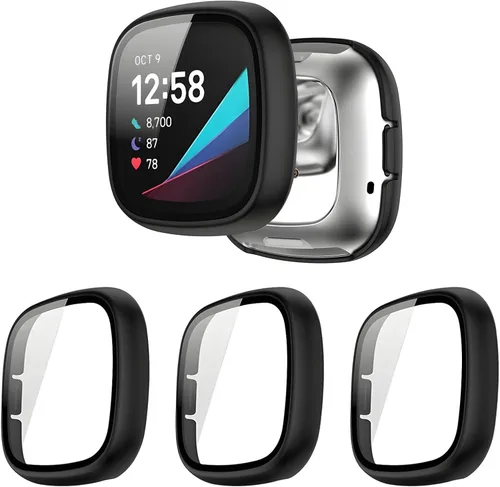 Vista 12 de Paquete de 6 fundas protectoras de pantalla para Fitbit Sense 2 / Versa 4 [cobertura completa], parachoques de policarbonato duro, accesorios