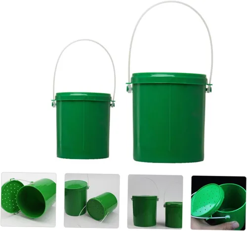 Vista 6 de Cubo de cebo de pesca 2 unids cubo de gusano Caja de almacenamiento de plástico para Guardar Contenedor de plástico con tapa Cubo Herramienta