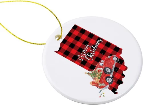 Vista 2 de Adornos de recuerdo de Navidad, adornos de cerámica de Indiana, adornos de regalo ideales para árbol de Navidad, adornos colgantes de recuerdo
